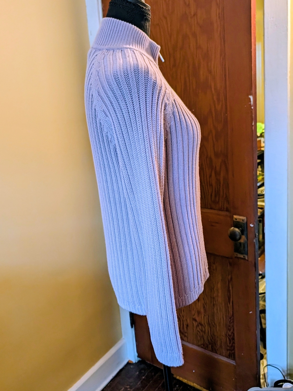 Talbots Lavender Ribbed Zip-Front Cardigan - Picture 2 of 7